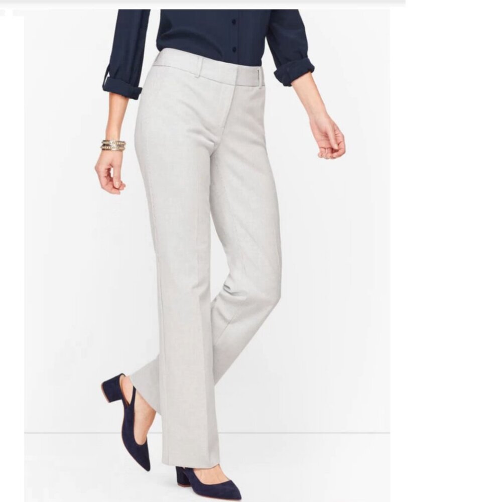 Talbots Newport Dress Pants Women Sz 8 Blue Stripe Straight Leg Business Casua